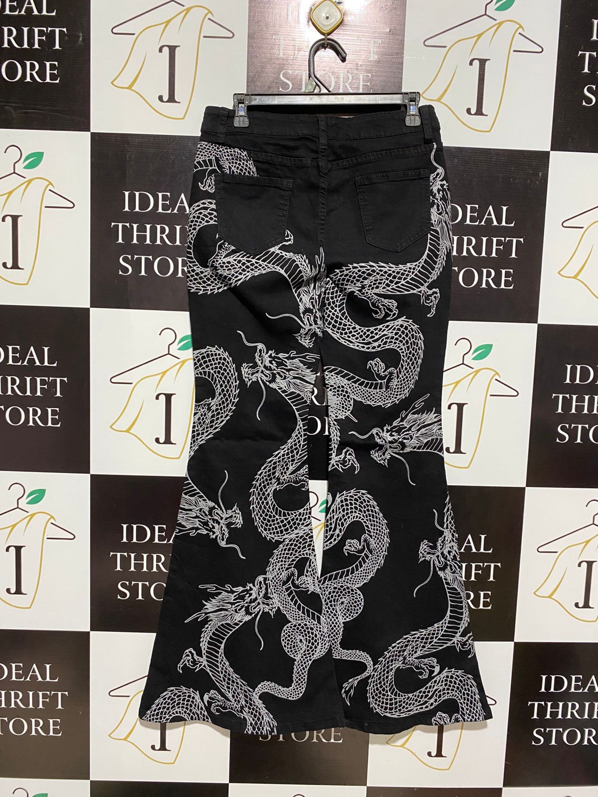 ROMWE |L| WAIST 32| MYTHIC DRAGON PRINT FLARE JEANS