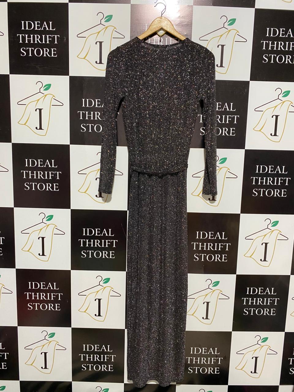 QUIZ |S| BUST 15| STARDUST GLIMMER WRAP MAXI DRESS ENCHANTING CHARCOAL WRAP