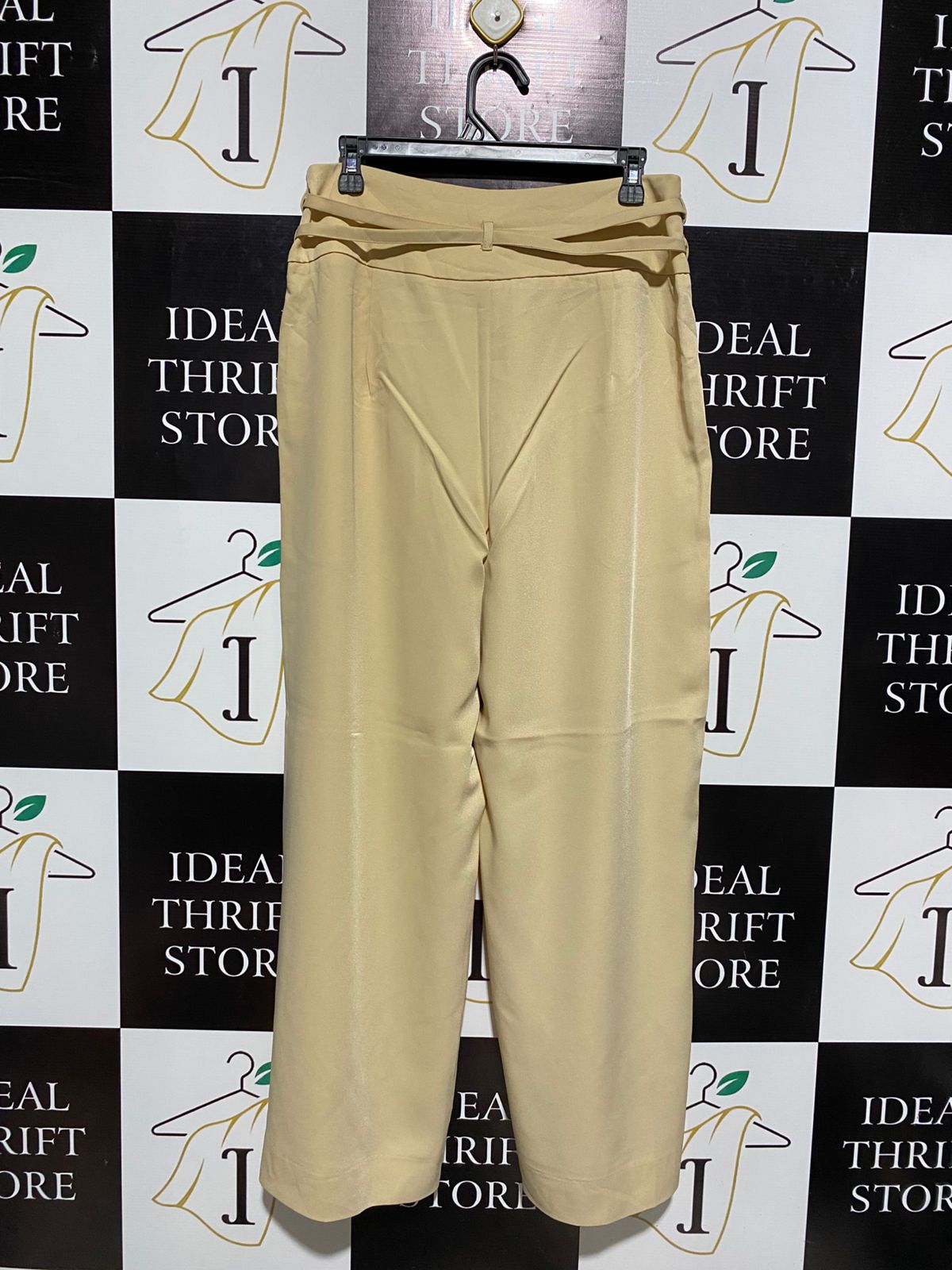 RECKLESS |XL| WAIST 30| WOMEN’S HIGH-WAISTED WIDE-LEG TROUSERS - SOPHISTICATED BEIGE CHINO PANTS