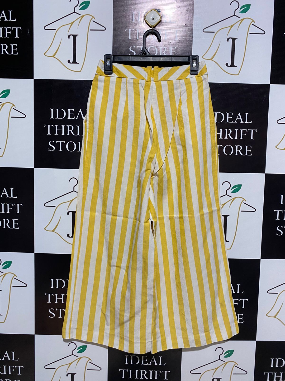 CURATED |M| WAIST 28| VIBRANT YELLOW & WHITE STRIPED WIDE-LEG TROUSERS