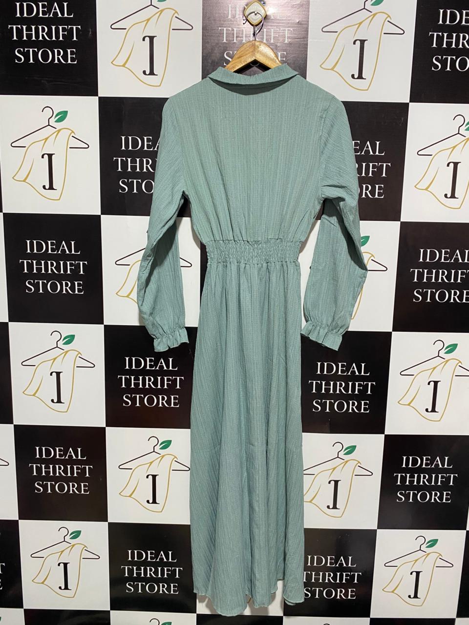 MALIBU |M| BUST 15| C3| ELEGANT SAGE GREEN TEXTURED MAXI DRESS