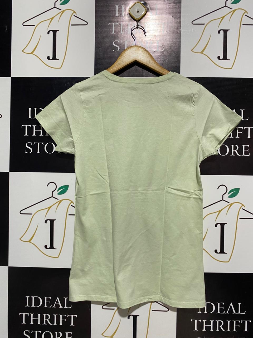 LA FABRICA DE NIKIS |M| BUST 17|B12|WOMEN’S SOFT MINT GREEN GRAPHIC T-SHIRT