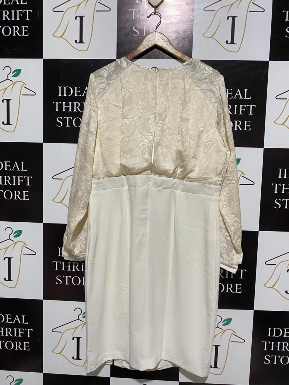 PHOSE EIGHT |XL| BUST 21| C3| WOMEN’S CREAM KNEE-LENGTH COCKTAIL DRESS - ELEGANT FLORAL LACE BODICE AND SLEEVES