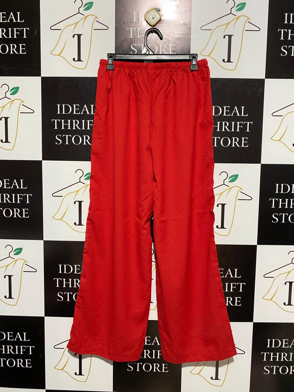 SHEIN |L| WAIST 28| VIBRANT RED WIDE-LEG TRACK PANTS WITH CONTRAST SIDE STRIPES