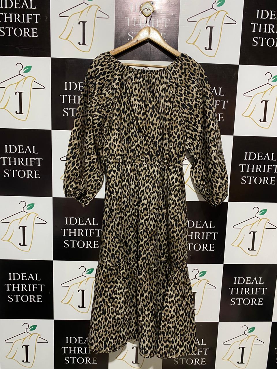 ED IT ED |L| BUST 18|C4| LEOPARD PRINT V-NECK MAXI DRESS