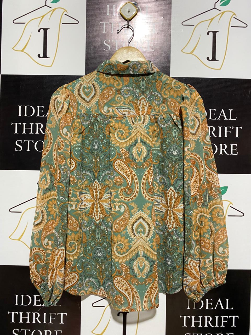 LIZ JORDAN |L| BUST 20| PAISLEY PRINT LONG SLEEVE BLOUSE