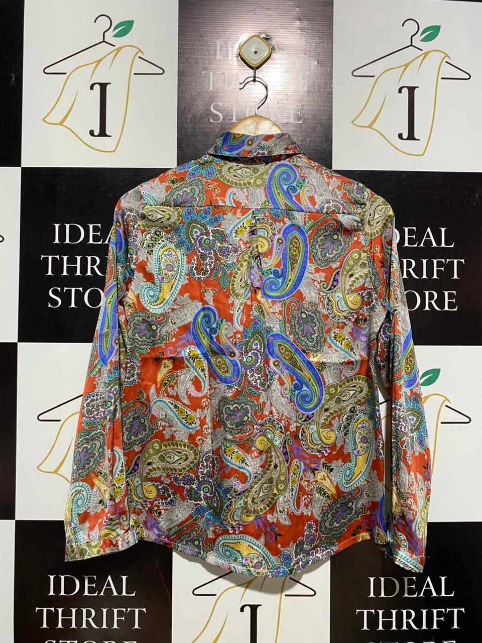 SOPHIA |M| BUST 18| MULTICOLORED PAISLEY PRINT COTTON BUTTON-FRONT SHIRT