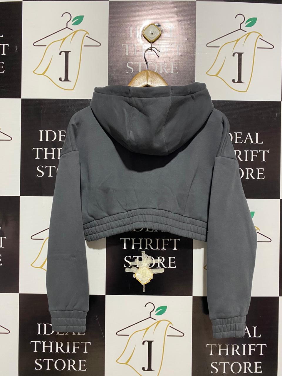 ALPHALETE |XS| BUST 20| CHARCOAL CROP ZIP HOODIE