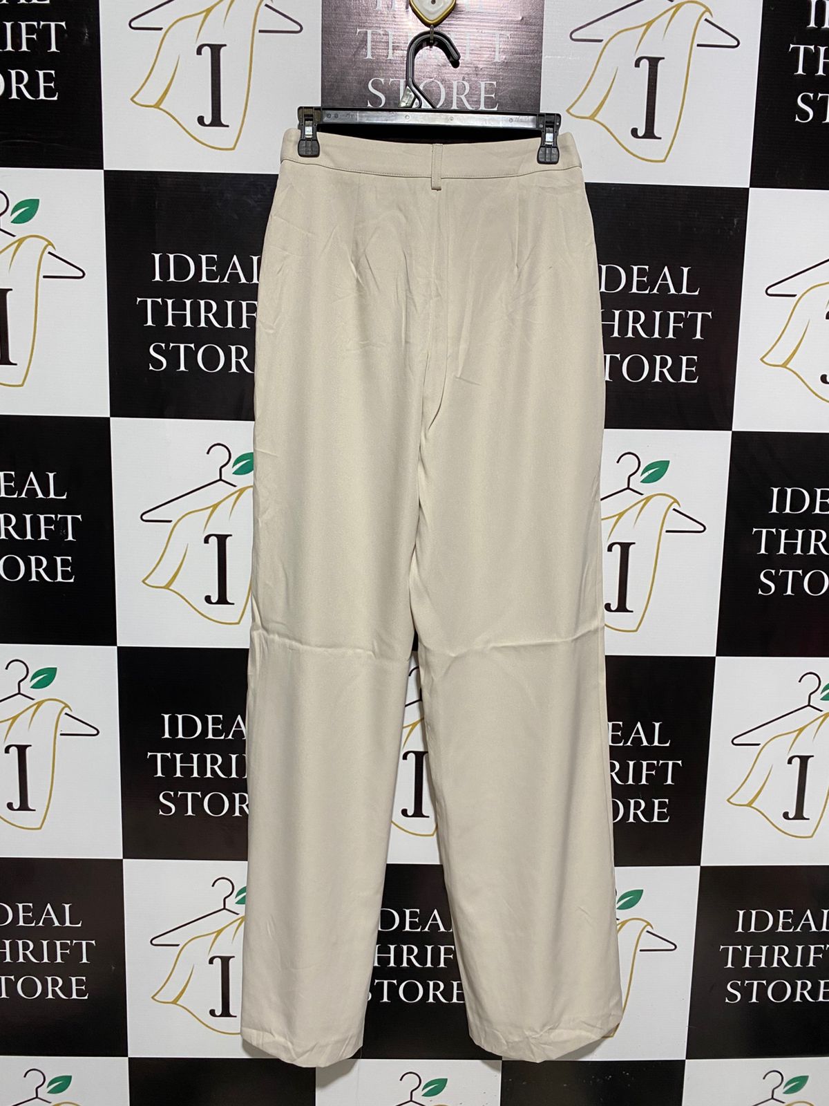 FASHION NOVA |M| WAIST 28| CREAM HIGH-WAISTED WIDE-LEG TROUSERS