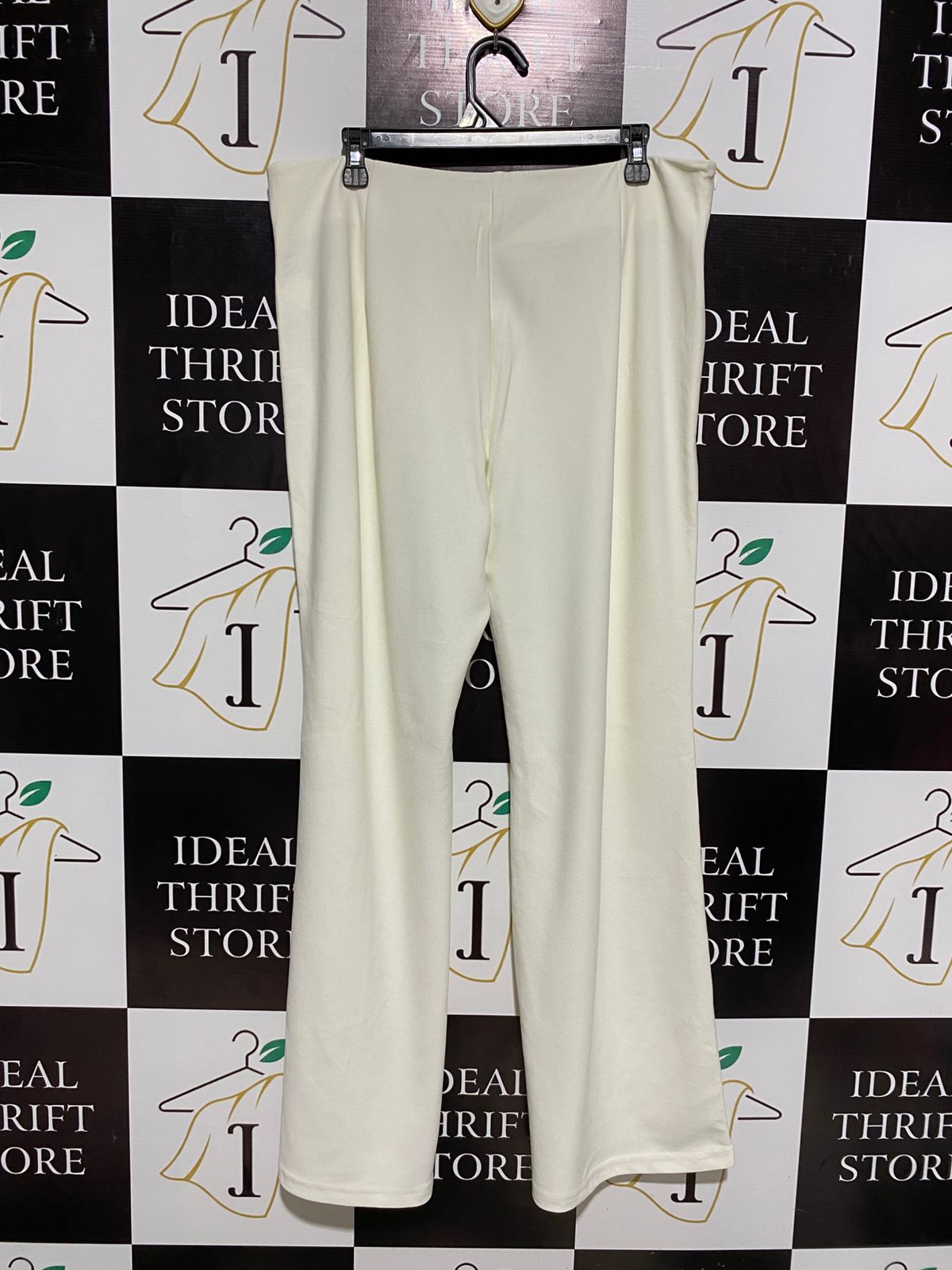 CREAM HIGH-RISE FLARE LOUNGE PANTS |XXL| WAIST 36|