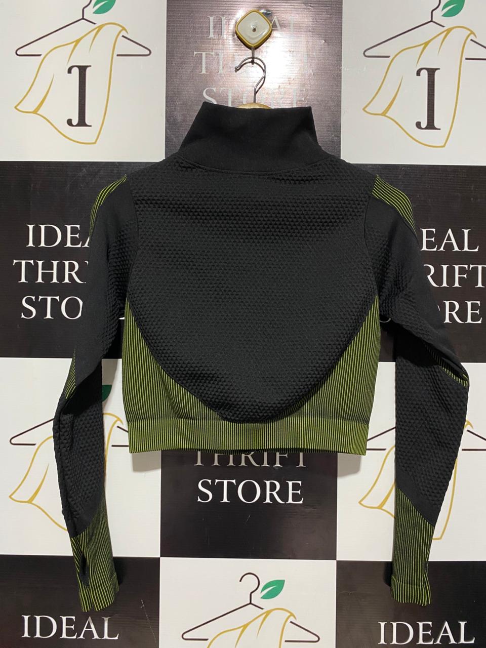 PANEL ZIP-UP ATHLETIC JACKET - CROPPED TWO-TONE PERFORMANCE TOP |M| BUST 16|