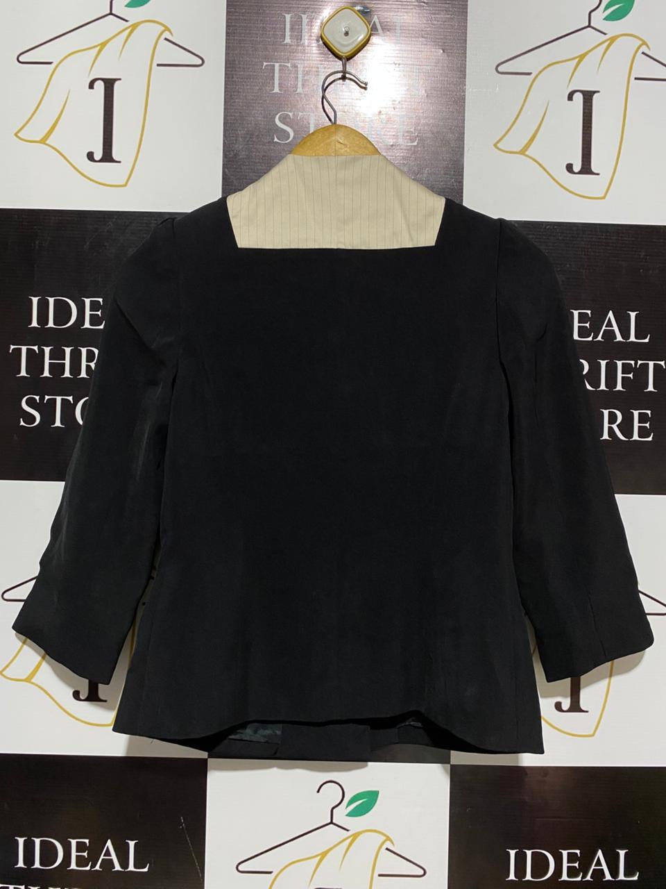 VIVA VIOLET |M| BUST 16| CHIC BLACK JACKET WITH PINSTRIPE PANELS