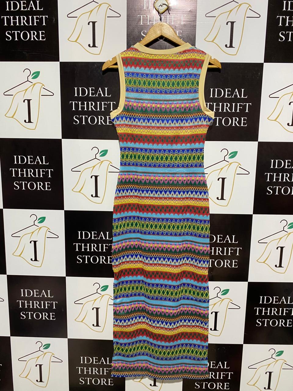 SHEIN |M| BUST 16| MULTICOLOR ZIGZAG KNIT MIDI DRESS