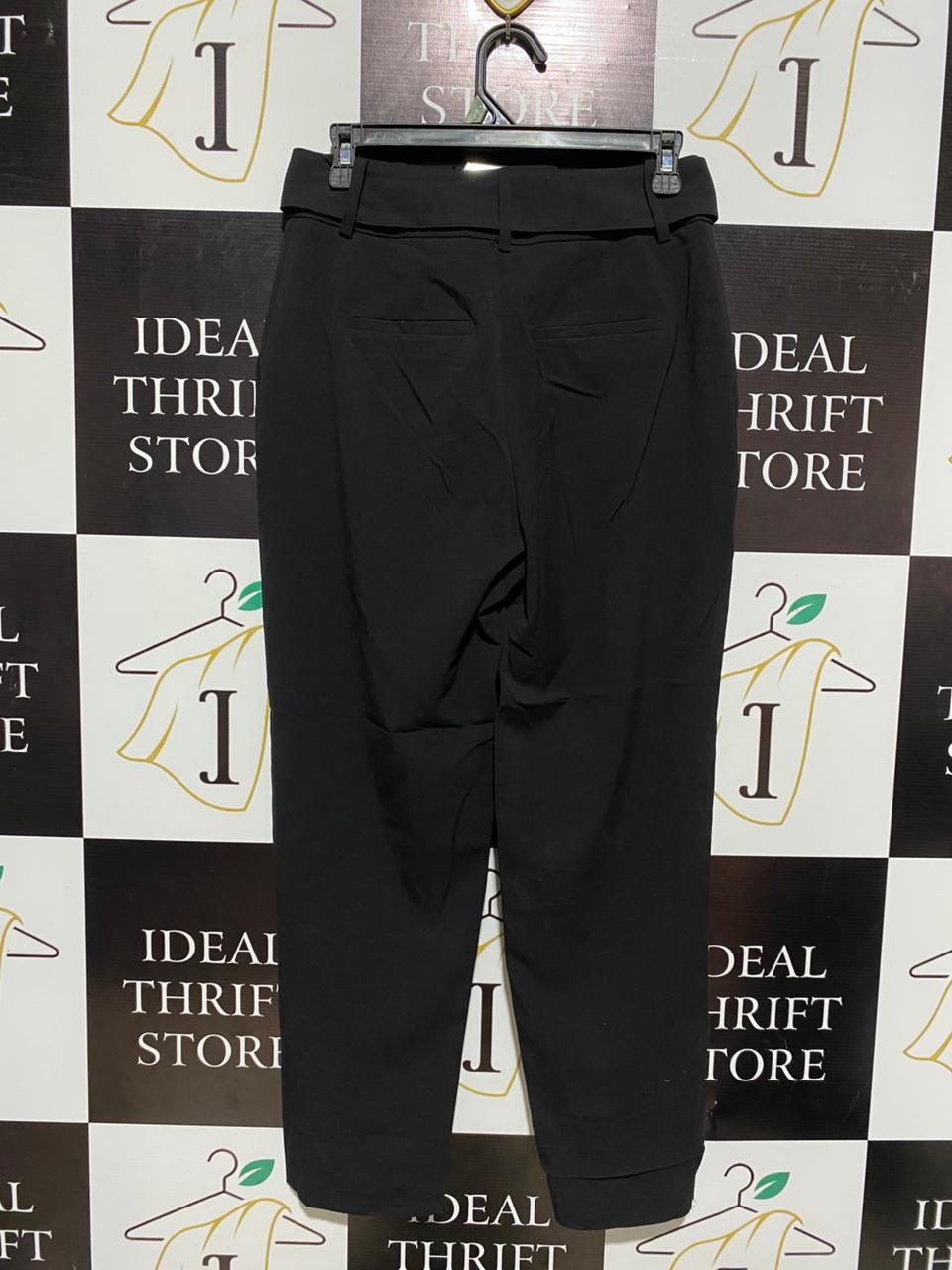 PORTMANS |M| WAIST 28| BLACK HIGH-WAISTED BELTED DRESS TROUSERS WITH FRONT PLEATS