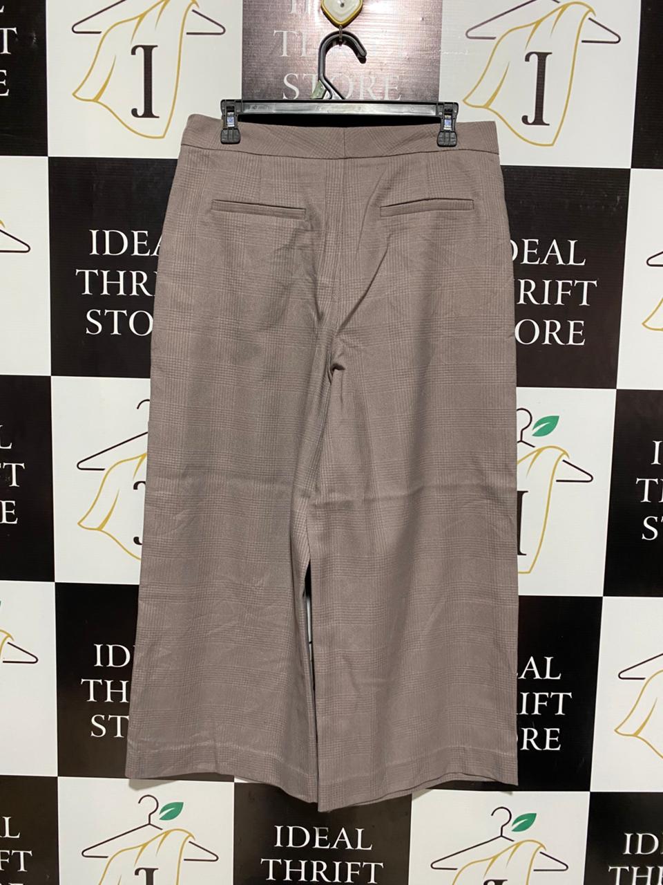 BASQUE |XL| WAIST 32| TAUPE PLAID WIDE-LEG CULOTTES