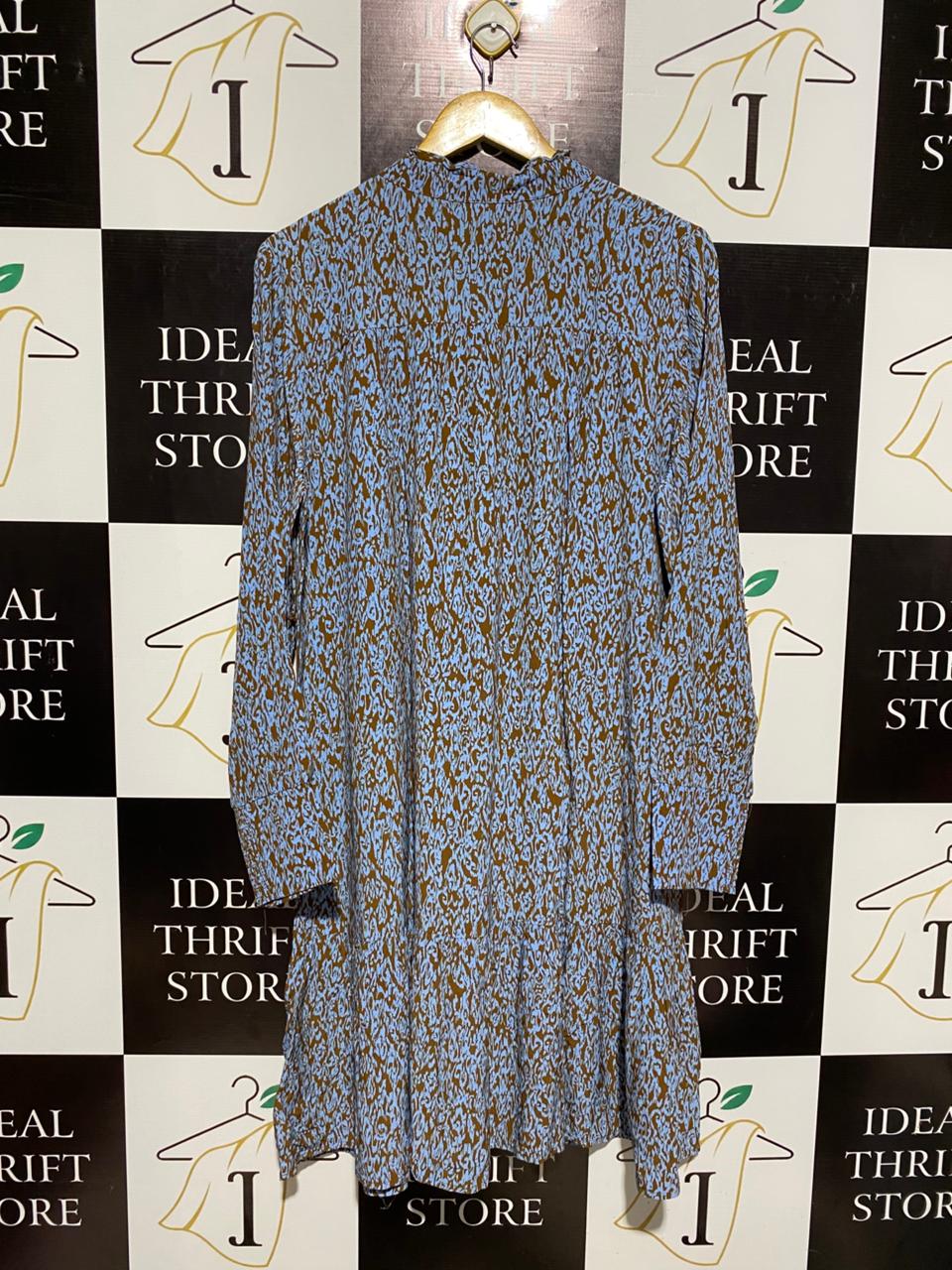 SUSSAN |XL| BUST 23| C5| BLUE ANIMAL PRINT LONG SLEEVE MINI DRESS