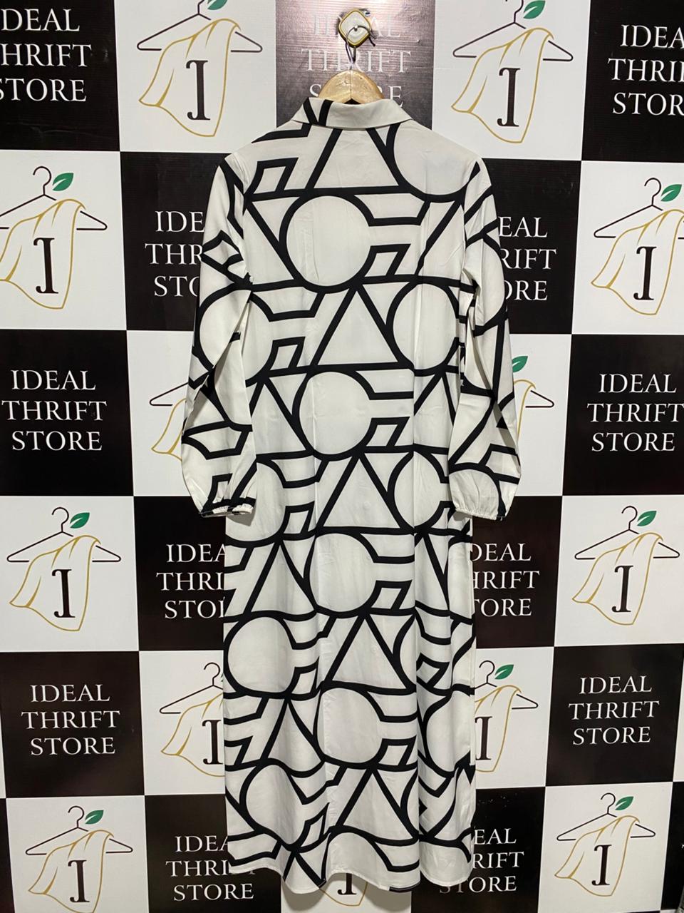 SHEIN |S| BUST 19| MODERN GEOMETRIC PRINT MAXI SHIRT DRESS