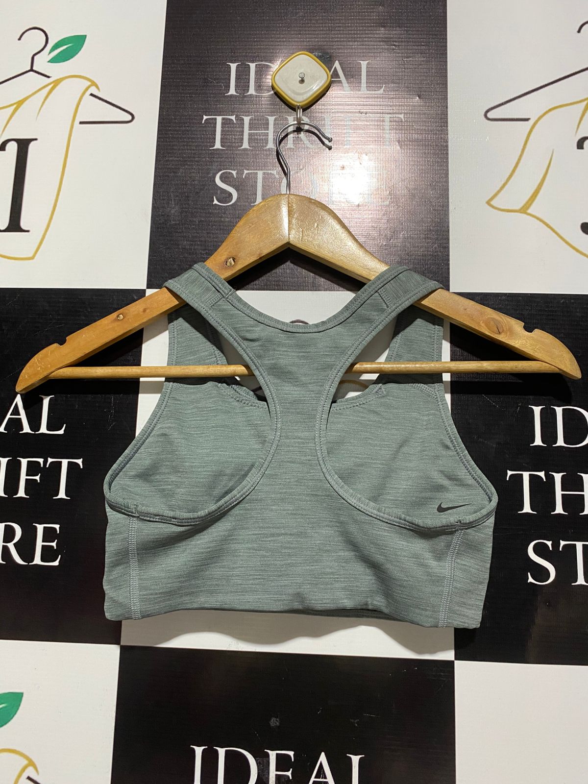 NIKE |XS| BUST 12| DRI-FIT SAGE GREEN HEATHER RACERBACK SPORTS BRA