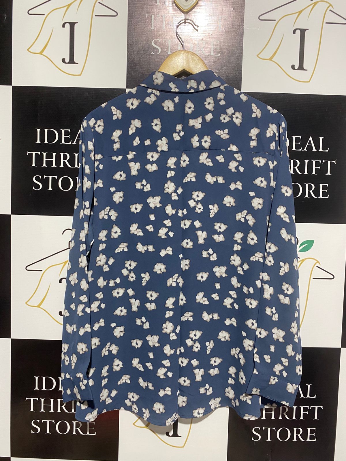 ANKO |XL| BUST 23| NAVY BLUE FLORAL PRINT BUTTON-DOWN BLOUSE