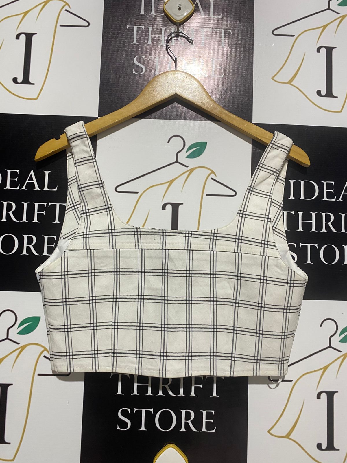 AVA & EVER |M| BUST 17| MONOCHROME PLAID ZIP-UP BUSTIER