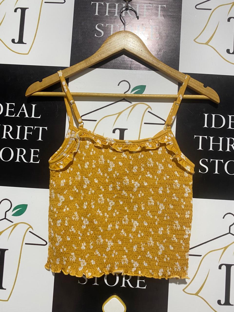 DOTTI |XS| BUST 13|C2|YELLOW FLORAL SMOCKED CROP TOP