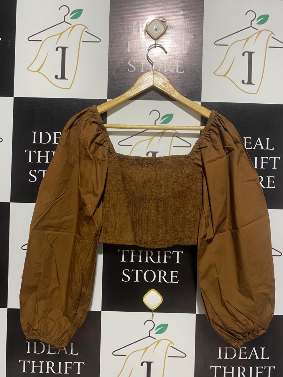 ALIVE GIRL |S| BUST 13|C2|LONG-SLEEVED SMOCKED CROP TOP