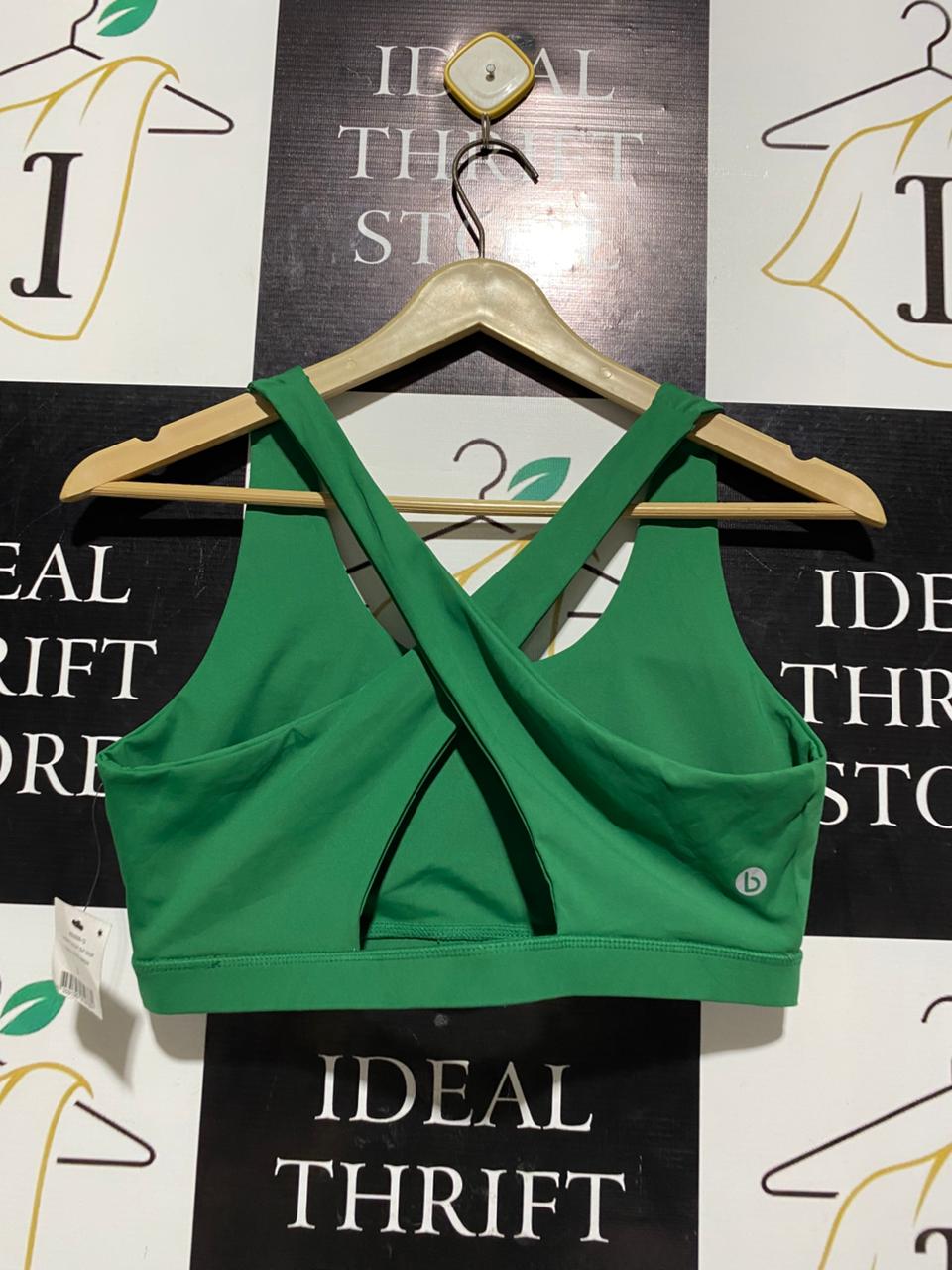 COTTON ON |L| BUST 15| PREMIUM EMERALD GREEN CROSS-BACK SPORTS BRA