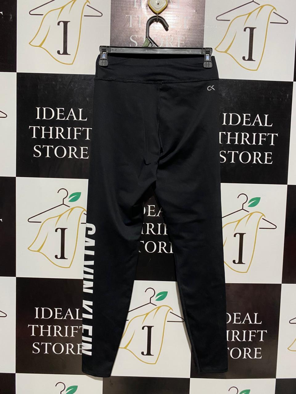 CALVIN KLEIN |S| WAIST 26| BLACK HIGH-RISE TIGHTS WITH BOLD WHITE LOGO