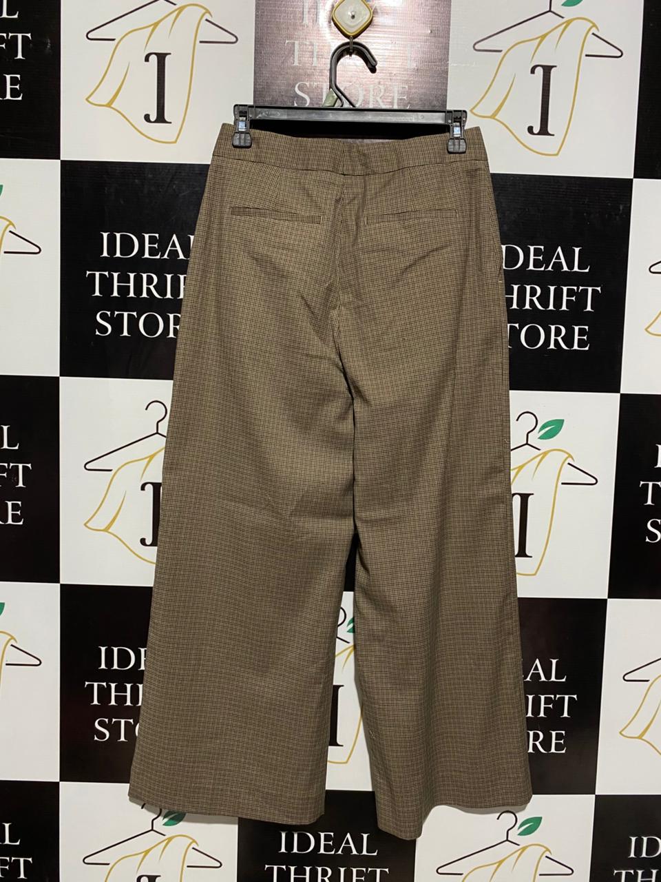 OXFORD |M| WAIST 28|B14| TEXTURED BROWN WIDE-LEG TROUSERS