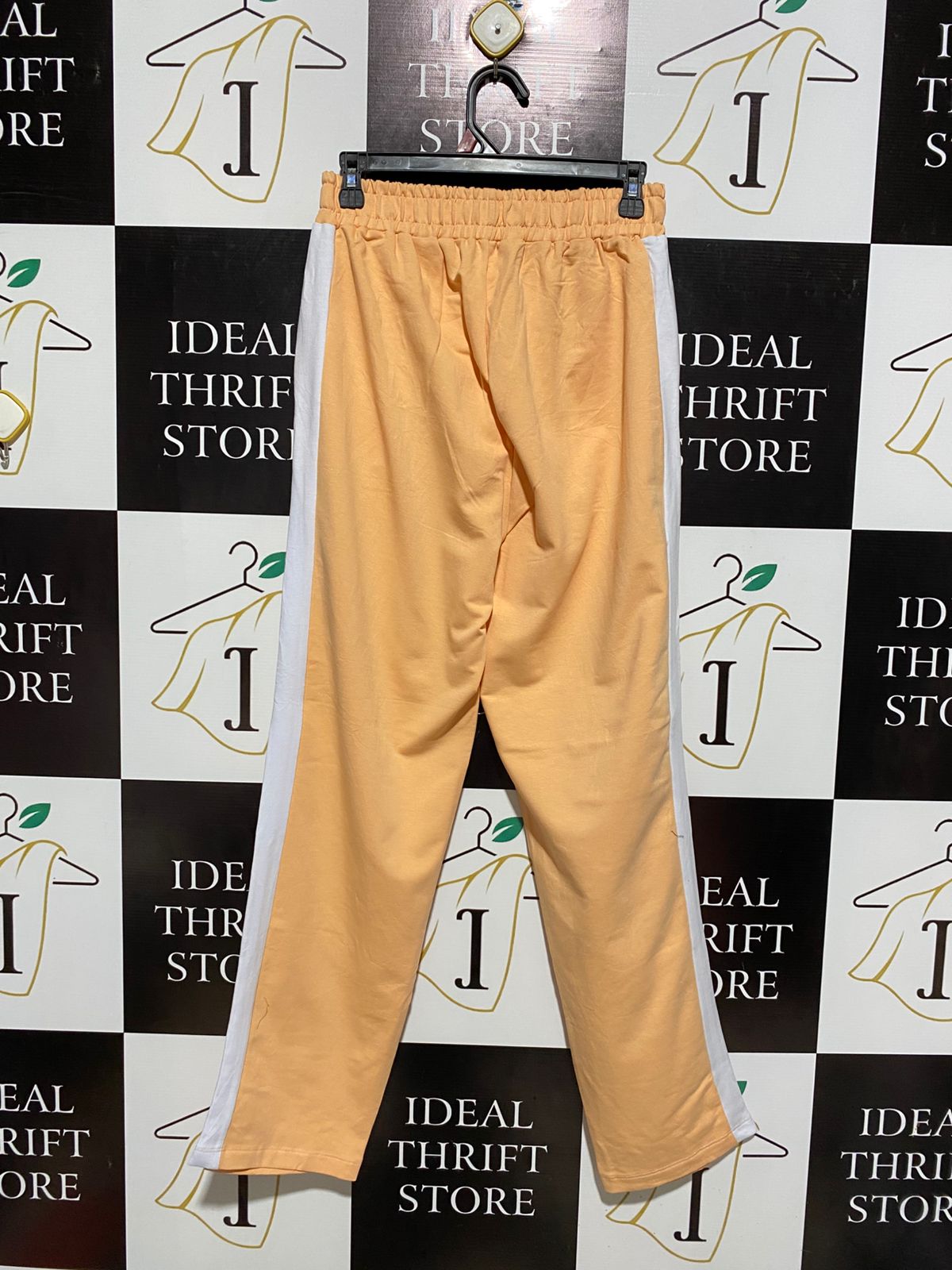 SZACHOWNICA |XL| WAIST 27| PEACH TRACK PANTS WITH WHITE SIDE STRIPE