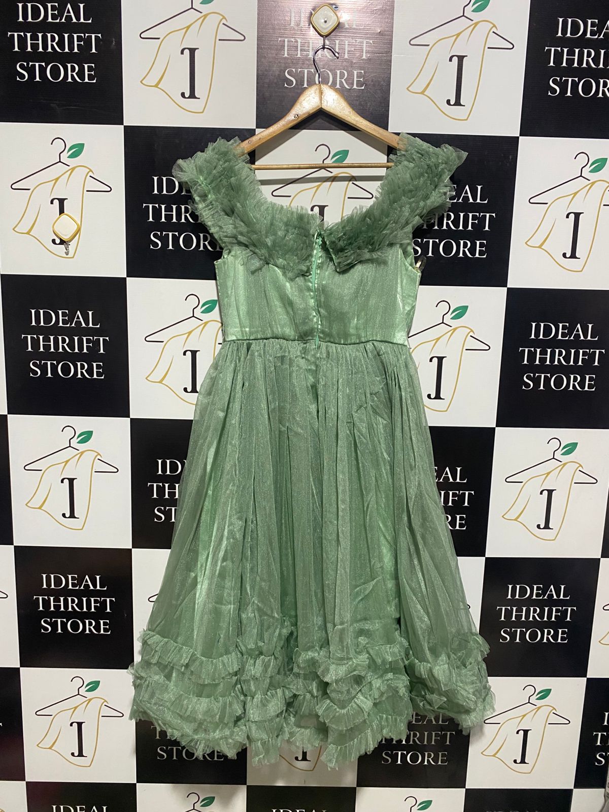 LADONA CELLA |L| BUST 18|C5| WHIMSICAL SAGE GREEN TULLE PARTY DRESS