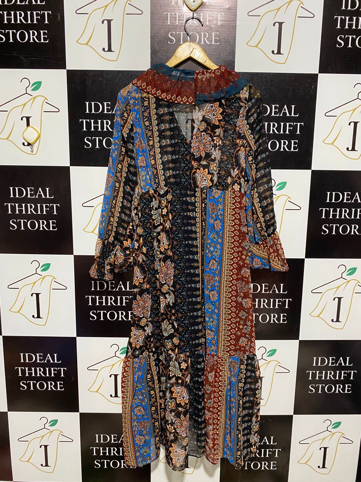 ZARA |M| BUST 18| C6| VINTAGE BOHO MIXED PRINT MAXI DRESS