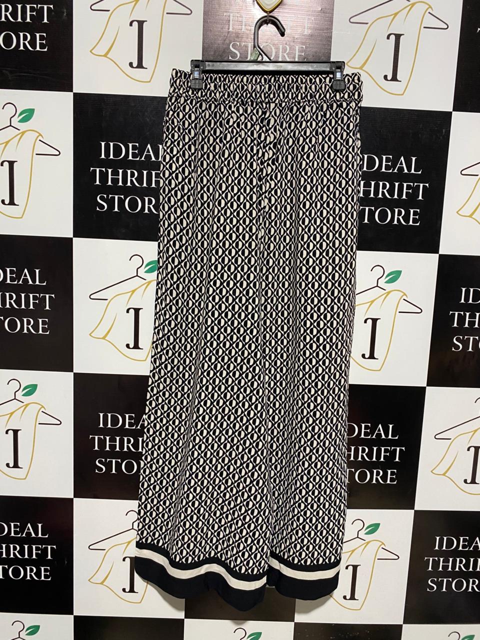SPORTSGIRL |L| WAIST 30| GEOMETRIC BOHO WIDE-LEG PALAZZO PANTS WITH BORDER HEM