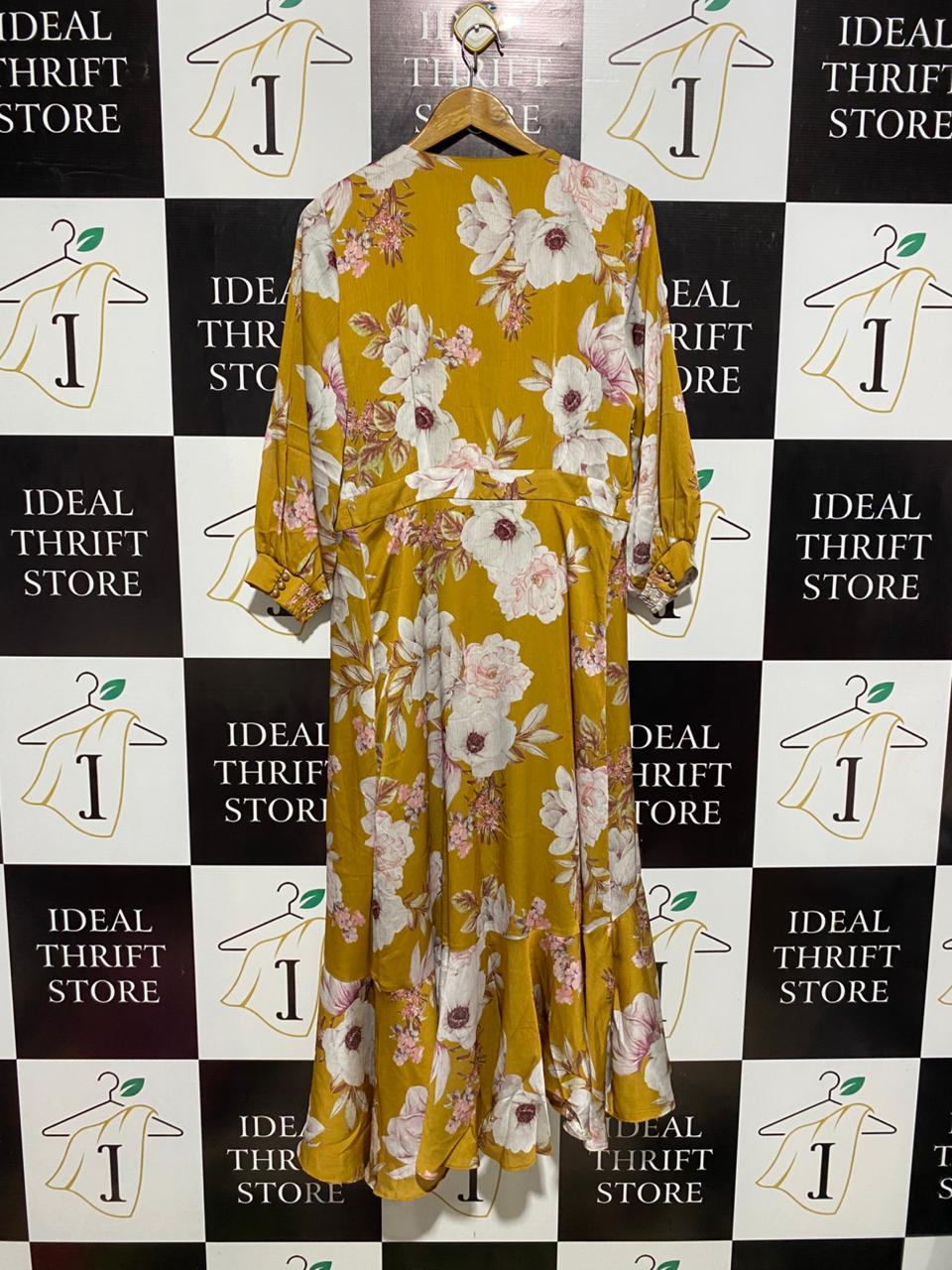PORTMANS |L| BUST 19| MUSTARD YELLOW FLORAL MAXI DRESS