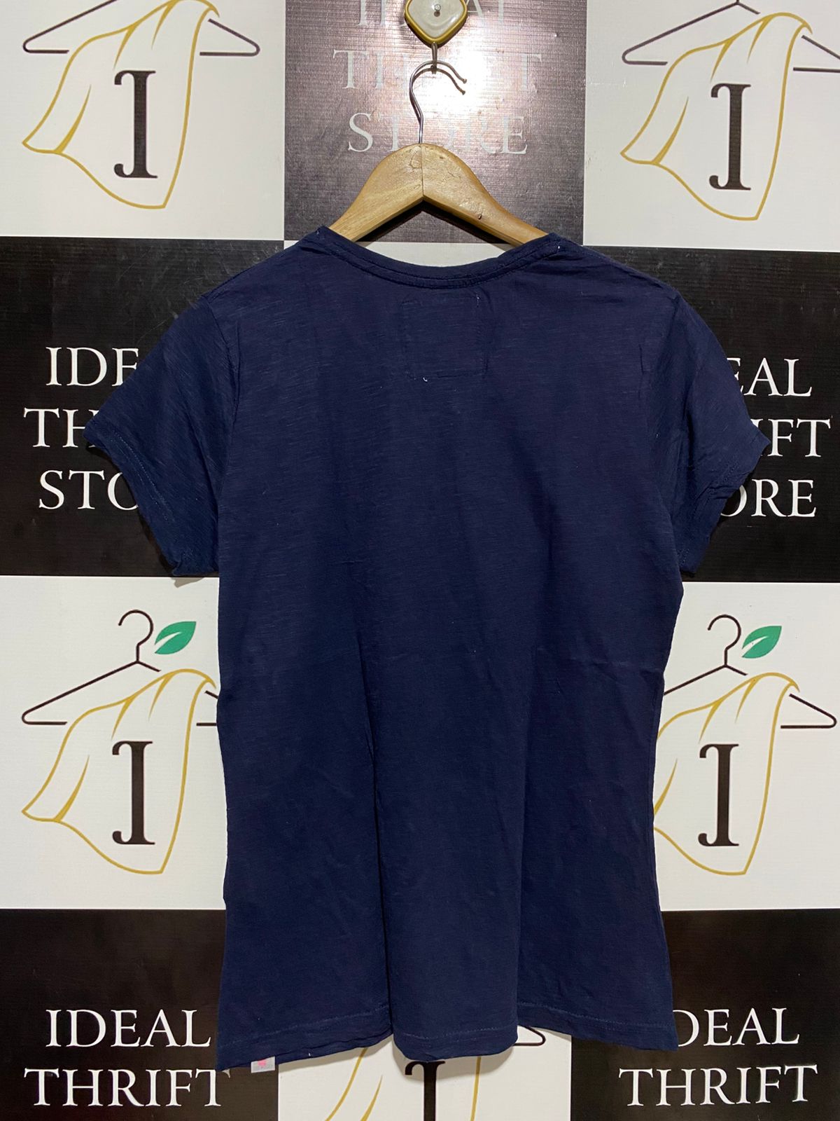 SUPER DRY |L| BUST 19| B12| REAL SUPERDRY LOGO T-SHIRT NAVY BLUE WITH PINK GRADIENT