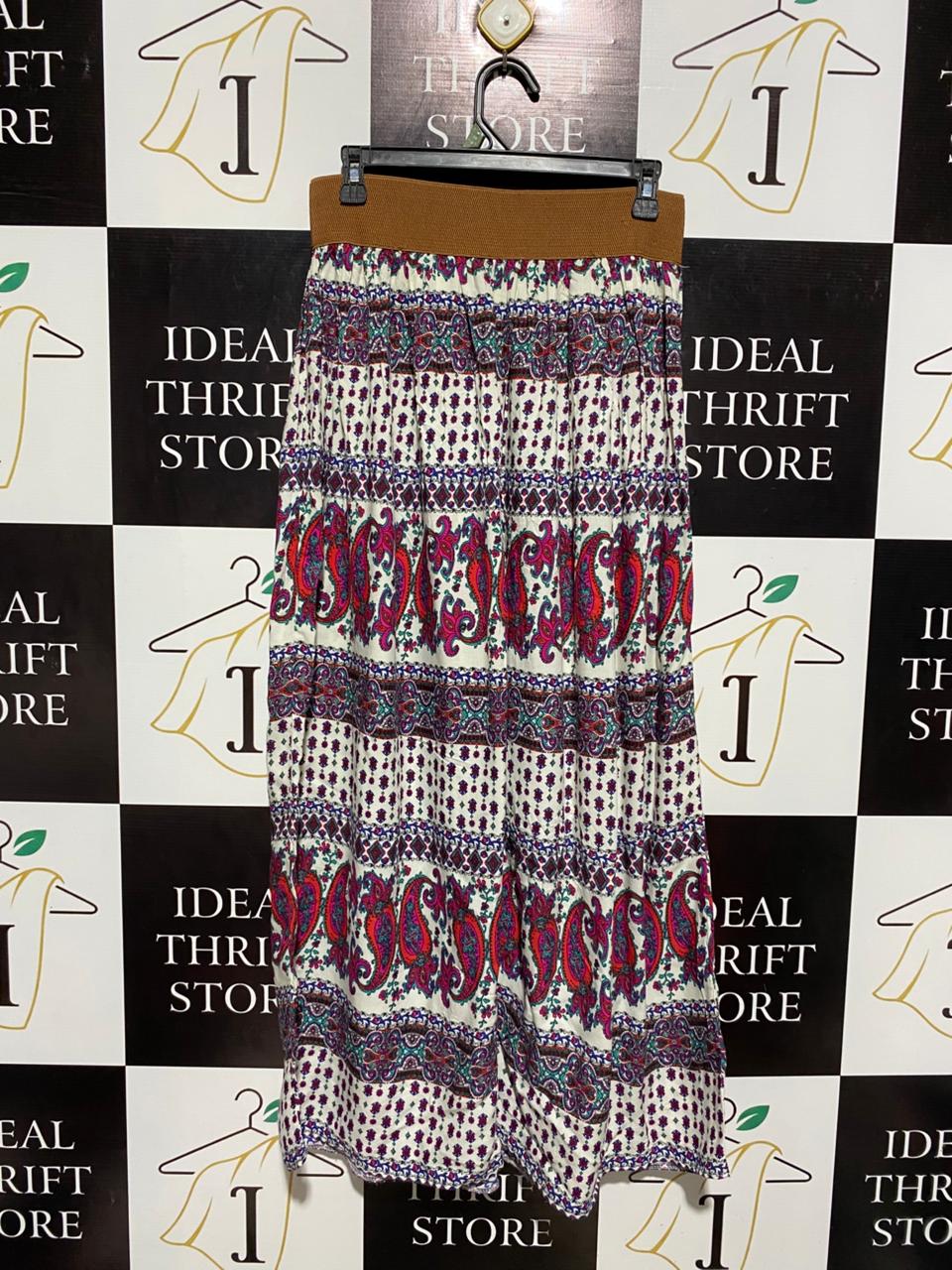 PEACOCHS |L| WAIST 29| C6| VINTAGE PAISLEY BELTED MAXI SKIRT