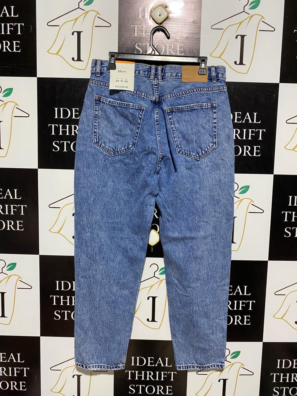 PULL & BEAR |XL| WAIST 34|B12|HIGH-WAISTED MOM JEANS IN MEDIUM WASH BLUE