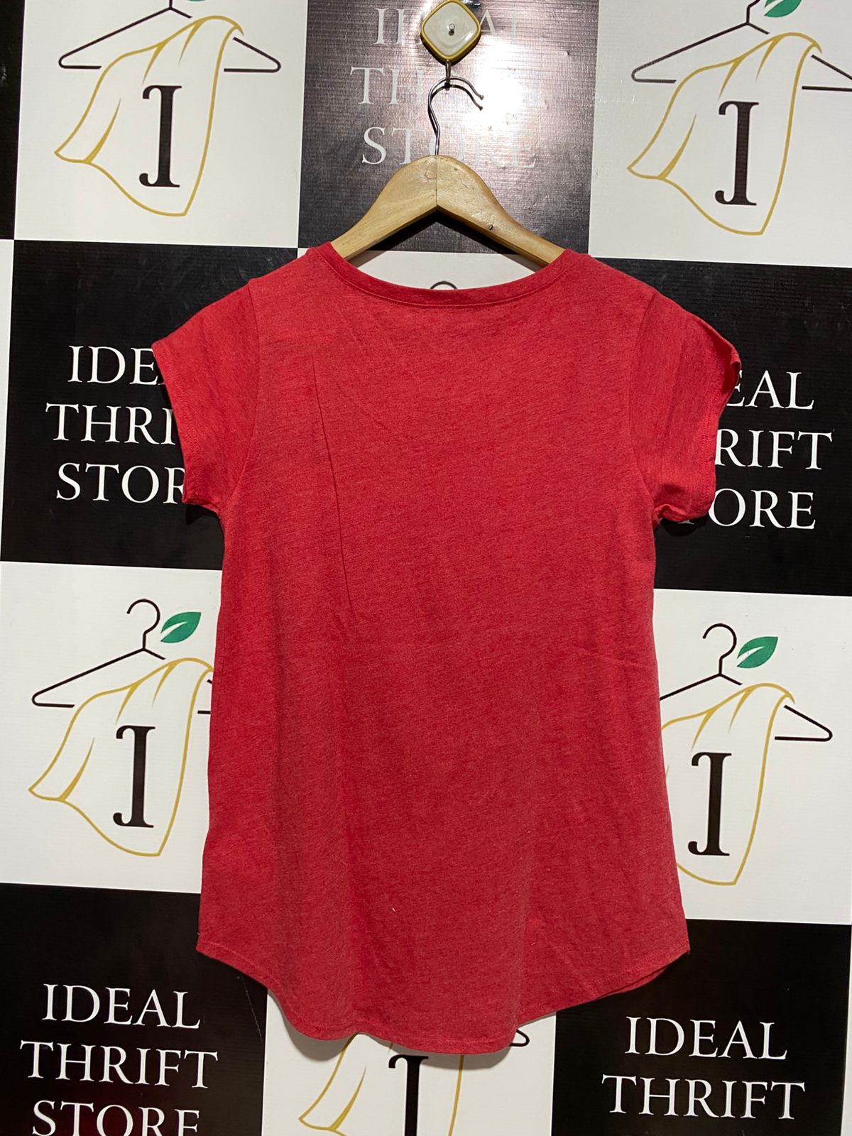 LUCKY BRAND |S| BUST 17| C1| RED HEATHERED FLORAL GRAPHIC LOGO T-SHIRT