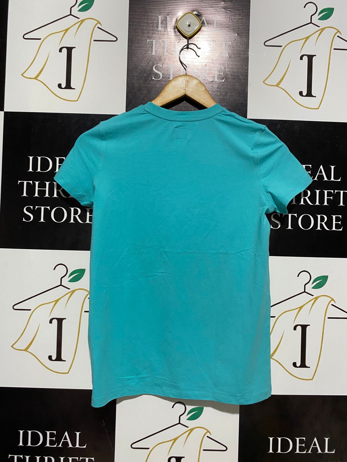 ARMANI JUNIOR |M| BUST 17| C1| EXCHANGE TURQUOISE GRAPHIC T-SHIRT