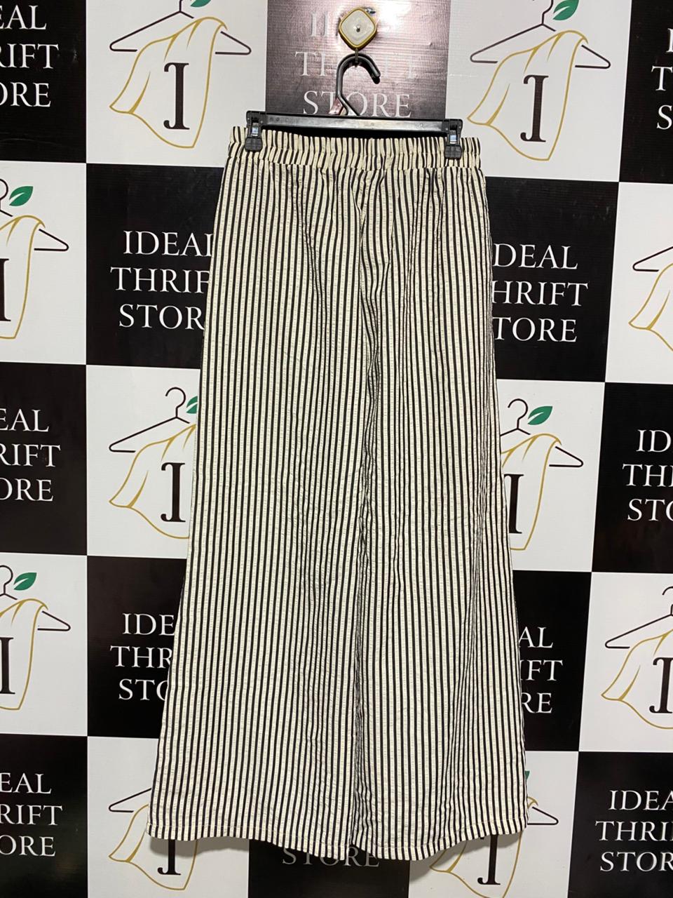 |M| WAIST 28| WOMEN’S VERTICAL STRIPE WIDE-LEG PANTS