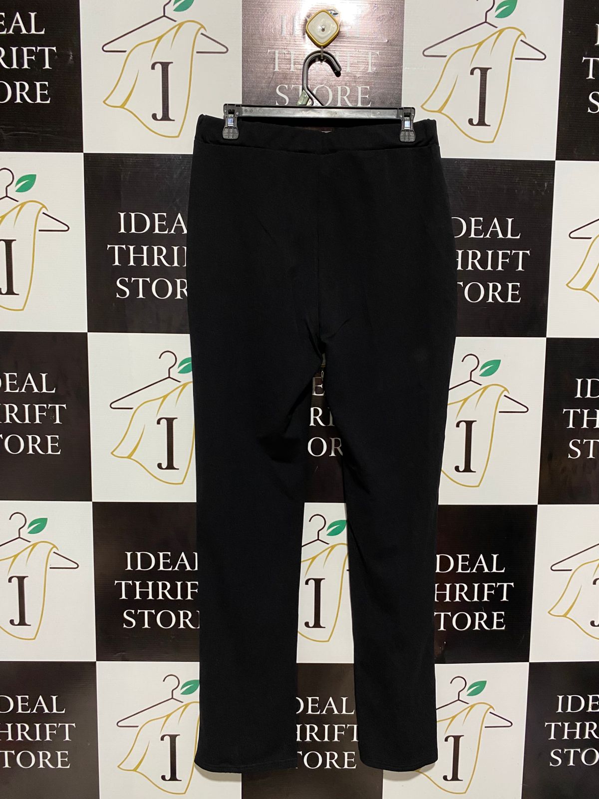 |L| WAIST 30| BLACK HIGH-WAISTED SLIT-HEM TROUSERS