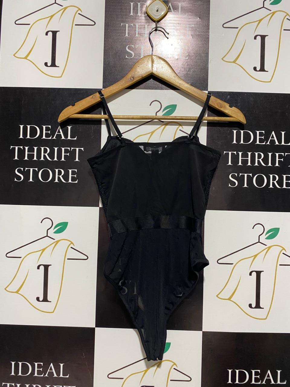 NEW LOOK |S| BUST 13| BLACK TEXTURED CORSET BODYSUIT