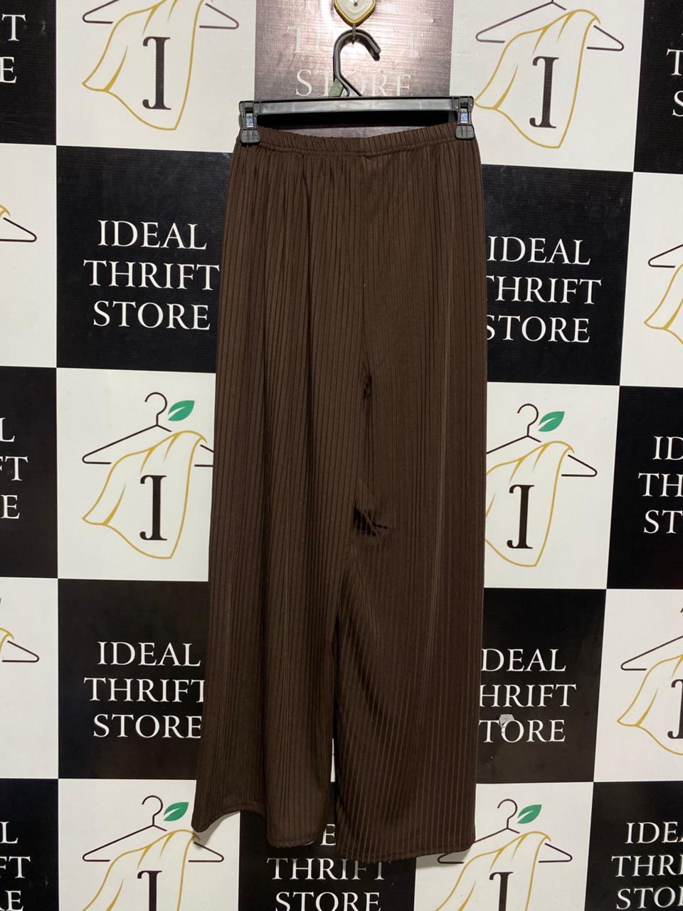 |S| WAIST 24| B1| BROWN PLEATED WIDE-LEG TROUSERS