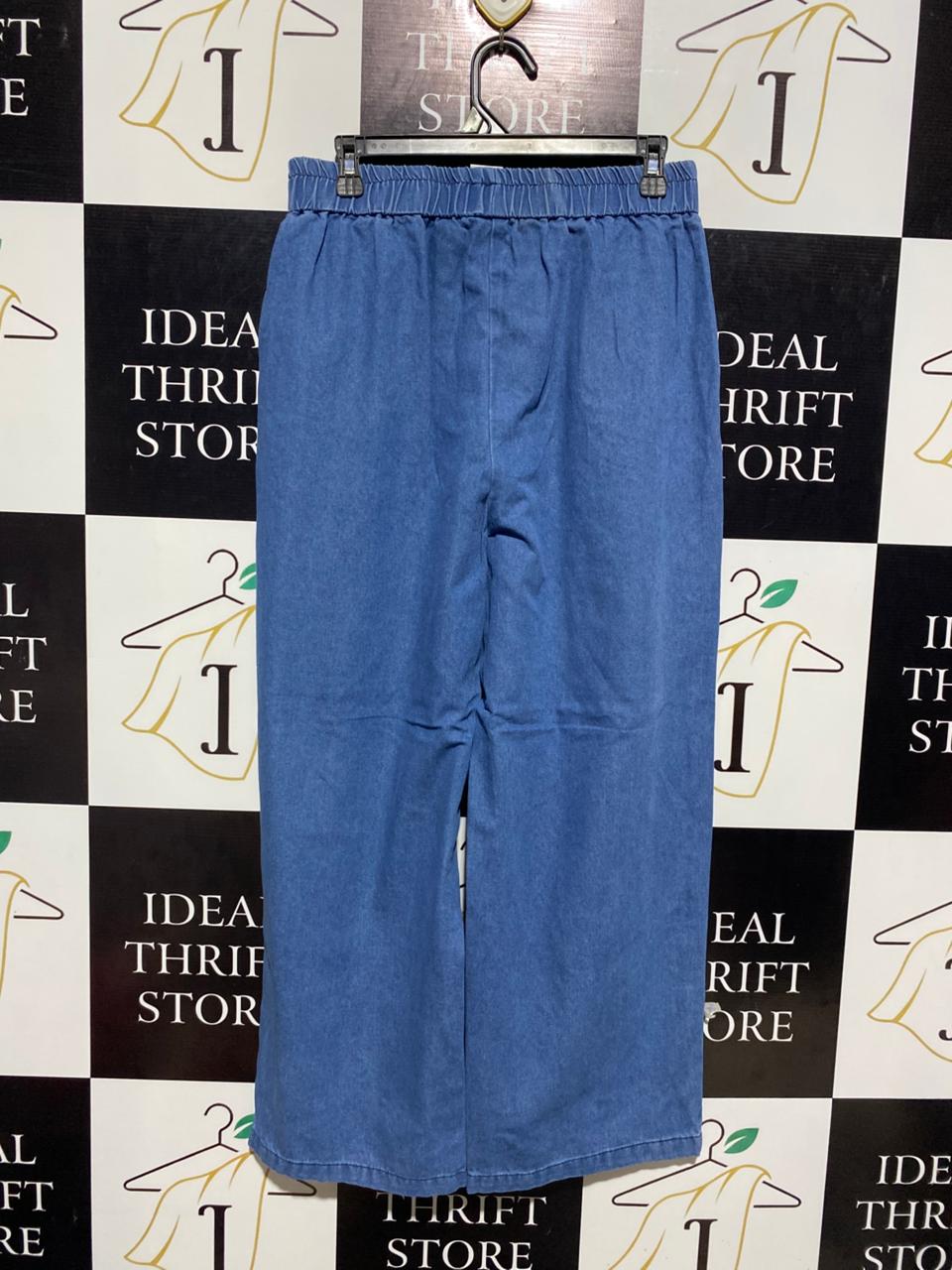 DAZY |XL| WAIST 29| BLUE WIDE-LEG ELASTIC WAIST TROUSERS