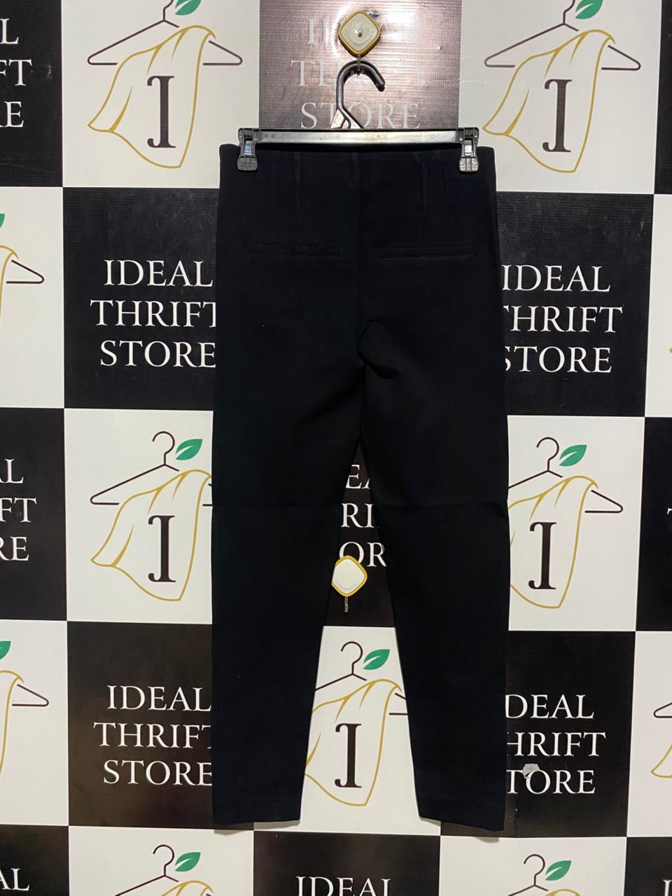 ZARA |M| WAIST 27|B1| BLACK HIGH-WAISTED MOTO LEGGINGS WITH SILVER ZIPPER ACCENTS