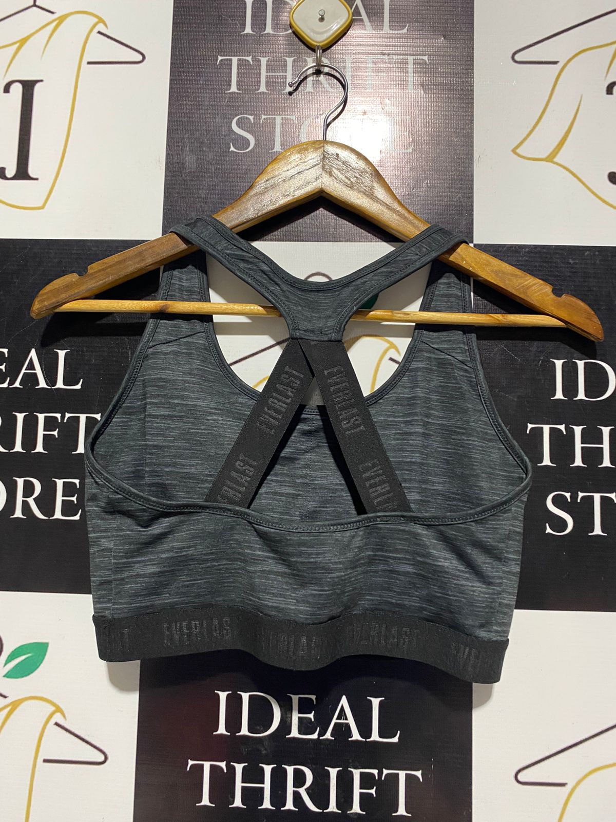 EVER LAST |L| BUST 14| B2| WOMEN’S CHARCOAL GREY MARL RACERBACK SPORTS BRA