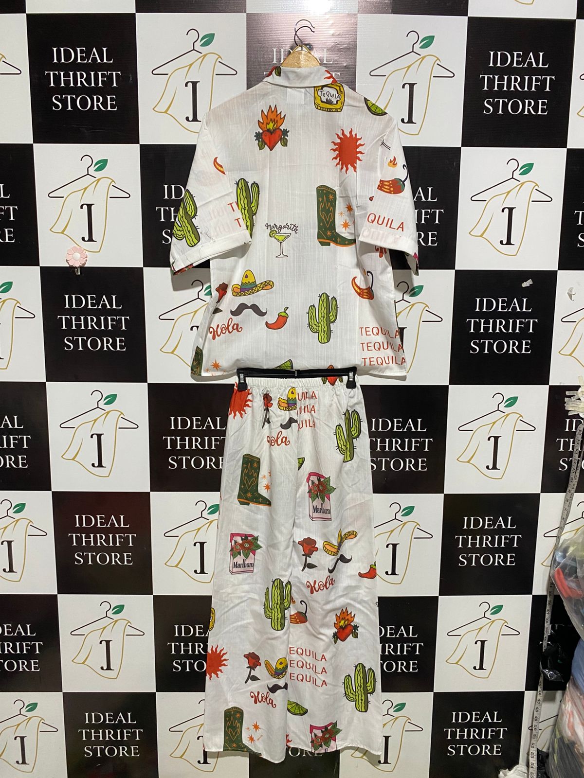 BY FRANKIW |XS| B2| FIESTA-READY "TEQUILA & HOLA" GRAPHIC PRINT TWO-PIECE PANTS SET