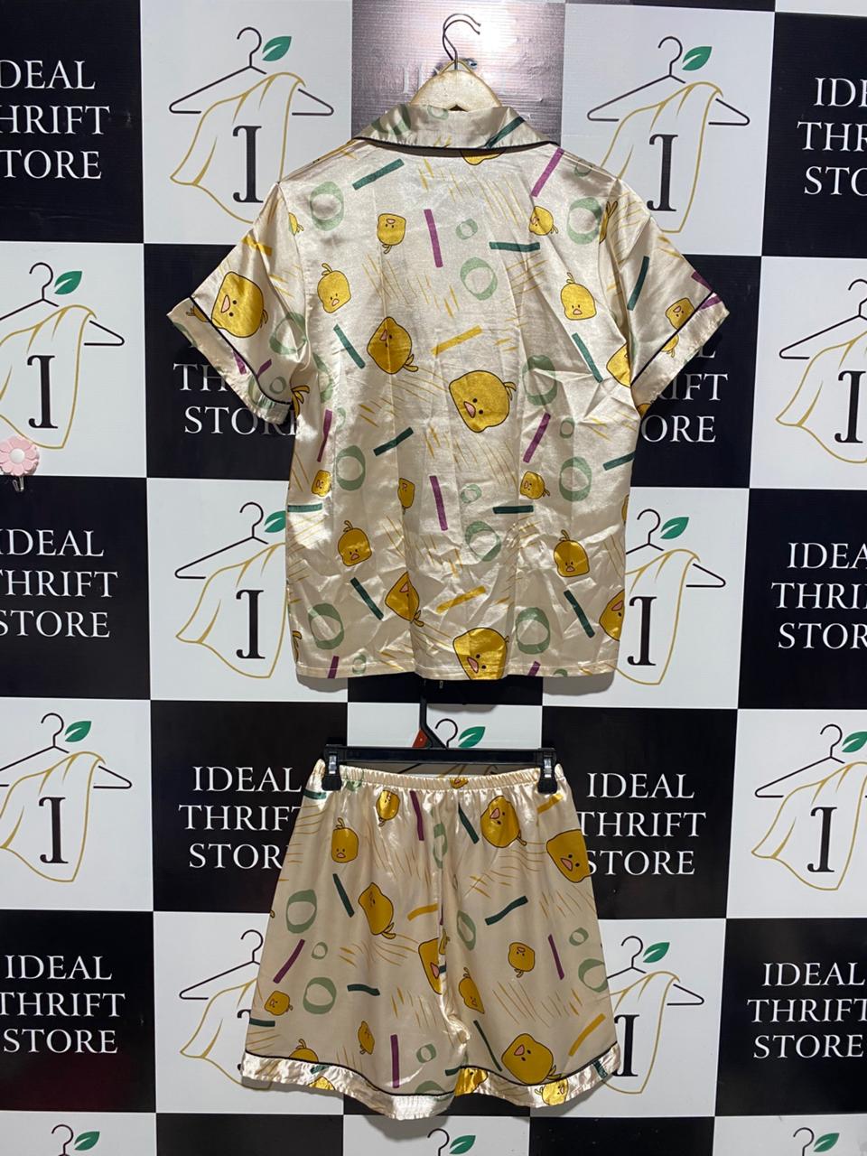 WOMEN'S SATIN CARTOON PRINT SHORT PYJAMA SET |M| B2|