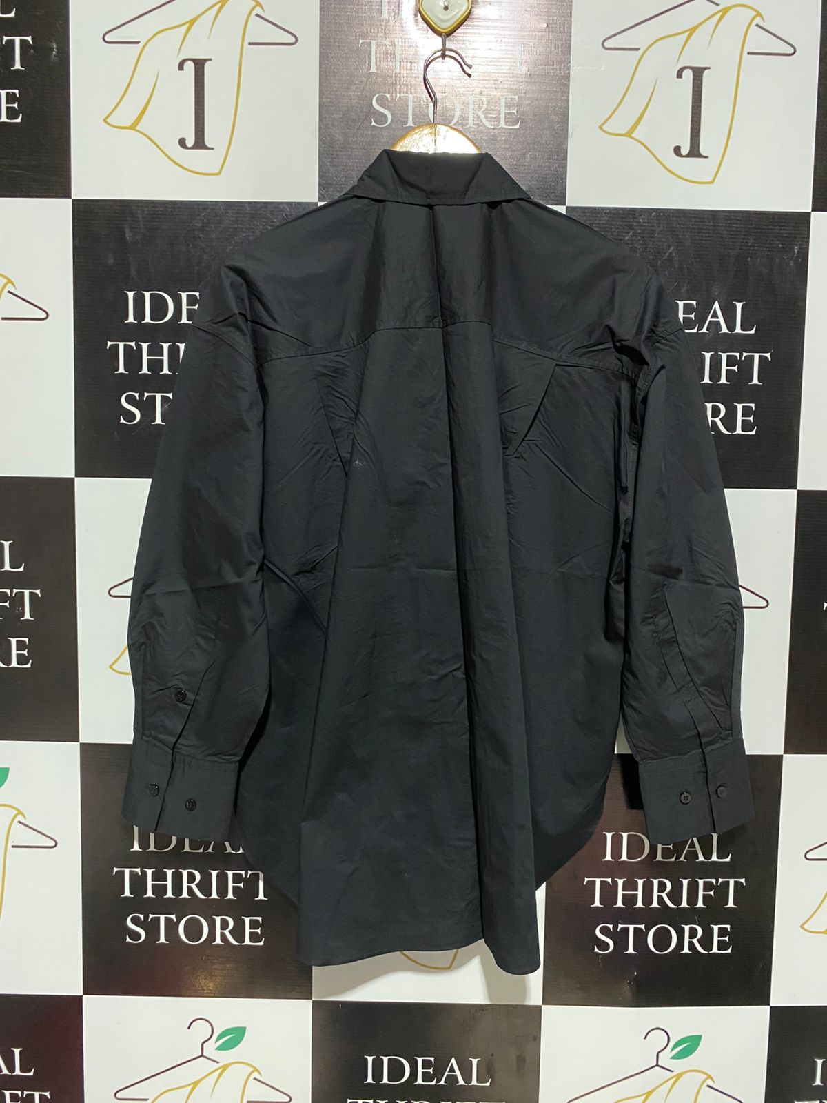 ZARA |L| BUST 23| B3| OVERSIZED BLACK POPLIN BUTTON-DOWN SHIRT WITH WIDE CUFFS