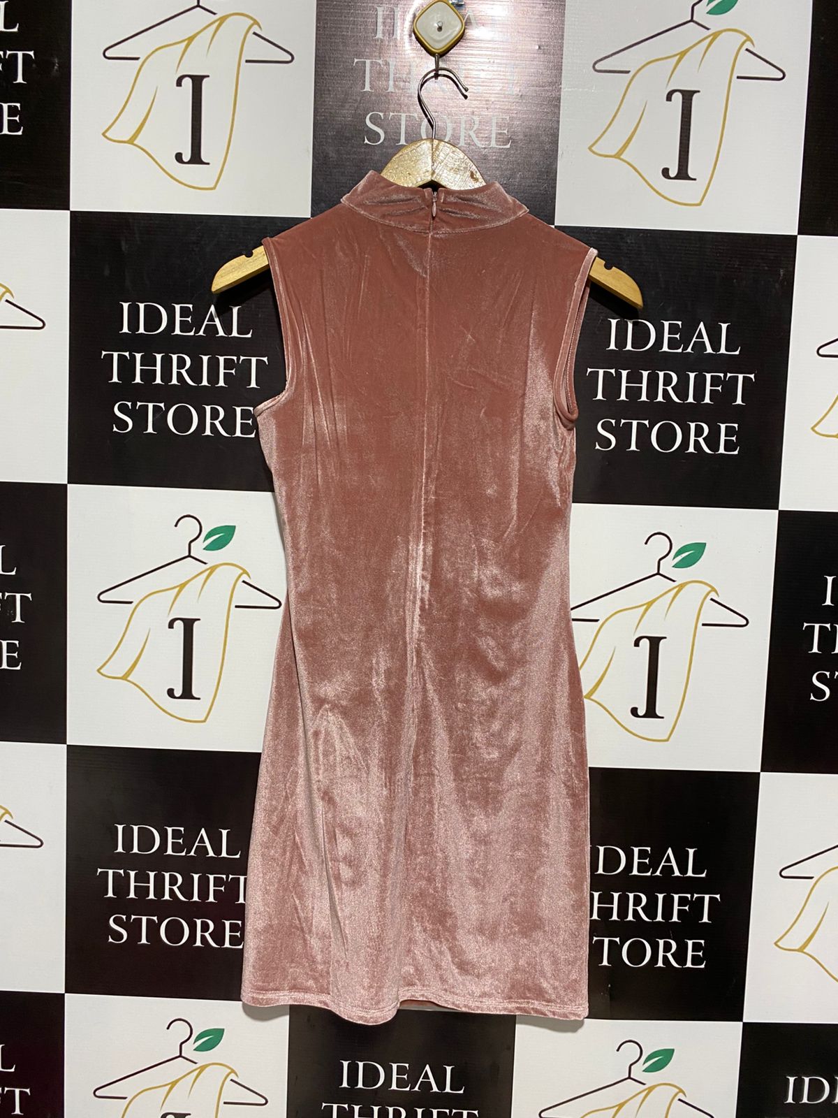 SAINT GENIES |M| BUST 15| B3| DUSTY ROSE VELVET CHOKER NECK BODYCON MINI DRESS